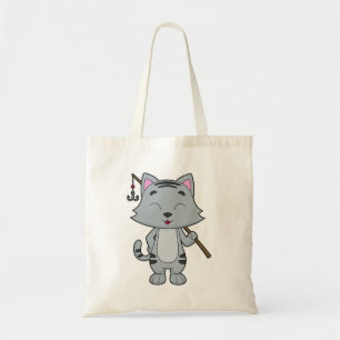 Cat Fishing Fisher Finshing rod Tote Bag