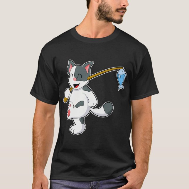 Cat Fishing Hahahaha Scribble Pals T-Shirt (Front)