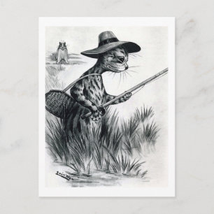 Cat fishing, Louis Wain Postcard