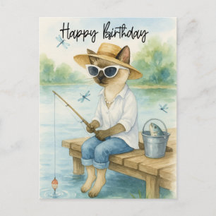 Cat Fishing lovers  birthday fishing  Postcard
