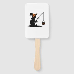 Cat Fishing Pumpkin Halloween Costume Cat Lover Hand Fan