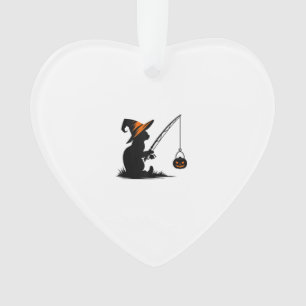 Cat Fishing Pumpkin Halloween Costume Cat Lover Ta Ornament