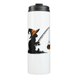 Cat Fishing Pumpkin Halloween Costume Cat Lover Thermal Tumbler