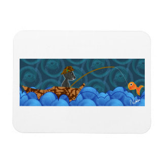 Cat Fishing Rectangle Magnet