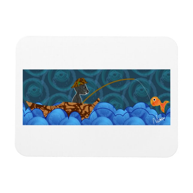 Cat Fishing Rectangle Magnet (Horizontal)