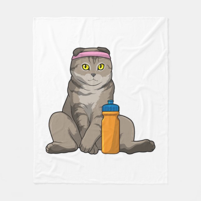 Cat Fitness Drinking mug Fleece Blanket (Front)