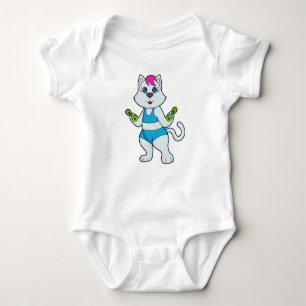 Cat Fitness Dumbbell Baby Bodysuit