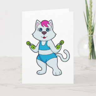 Cat Fitness Dumbbell Card