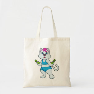 Cat Fitness Dumbbell Tote Bag