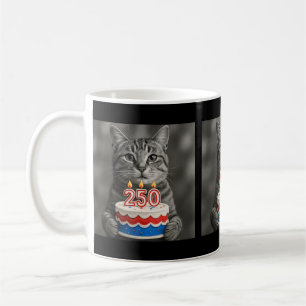 Cat Flag 250 Years 1776-2026 250th Birthday Cake Coffee Mug
