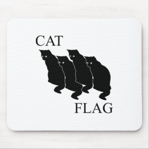 Cat Flag Funny Black Flag Mouse Pad