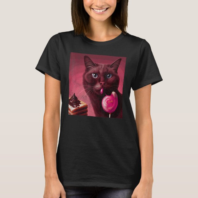 Cat Flamingo Chocolate T-Shirt (Front)