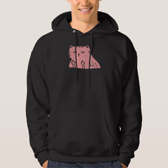 Cat Flipping Off Rude Animal Middle Finger  Ugly C Hoodie (Front)