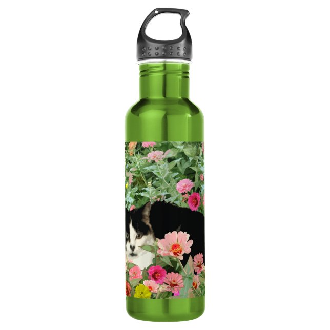Cat Floral 710 Ml Water Bottle (Front)