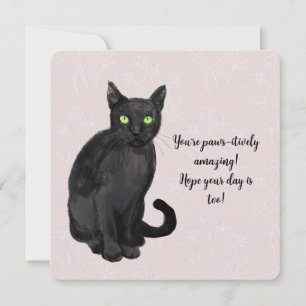 Cat floral background holiday card