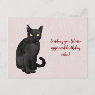 Cat floral background postcard