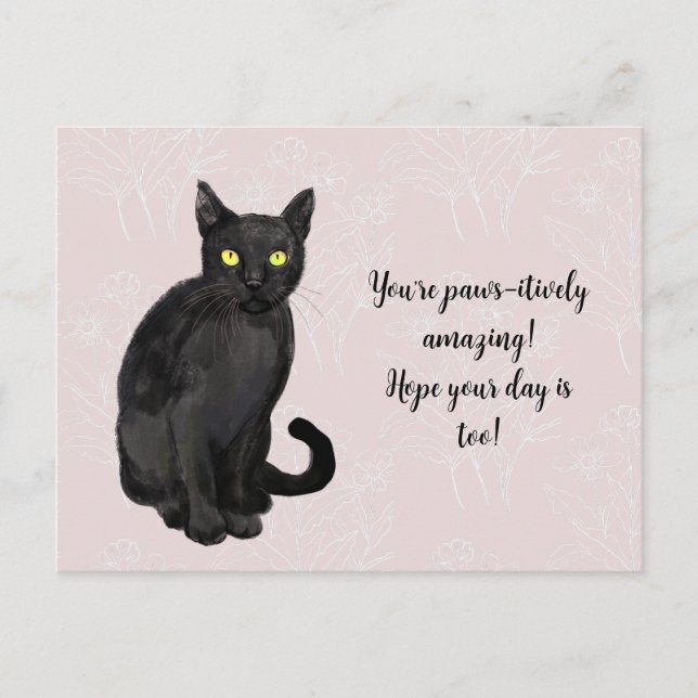 Cat floral background postcard (Front)