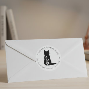 Cat floral botanical silhouette
