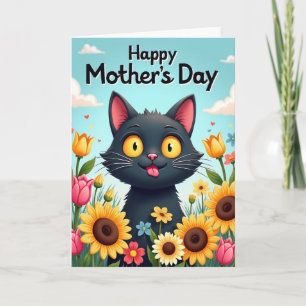 Cat Floral Mothers Day Greeting Card