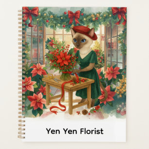 Cat Florist Christmas themed arranging flowers Planner