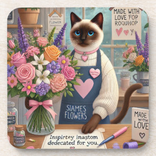 Cat Florist with Flowers for Cat Mum Mother's Day Coaster