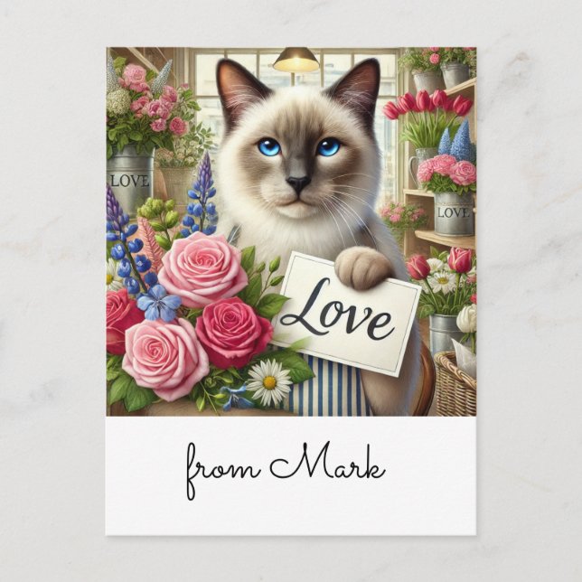 Cat Florist with Love card (Front)