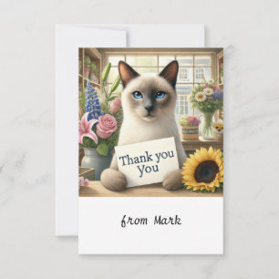 Cat florist with Thank you card