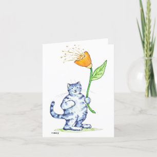 Cat Flower Birthday Card