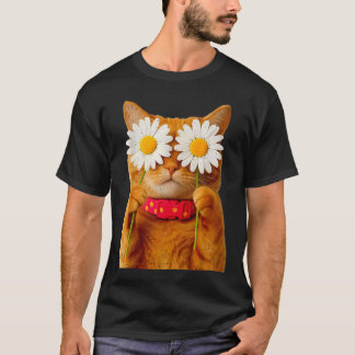 Cat Flower Eye Cute Kitten Lover Feline Pet Owner T-Shirt