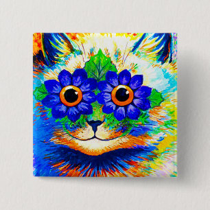 Cat Flower Eyes 15 Cm Square Badge