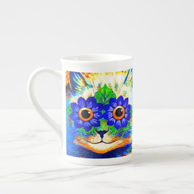 Cat Flower Eyes Bone China Mug (Left)