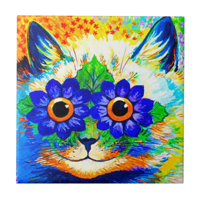 Cat Flower Eyes Ceramic Tile (Front)