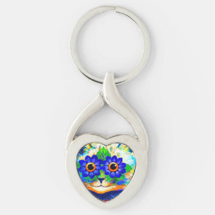 Cat Flower Eyes Key Ring