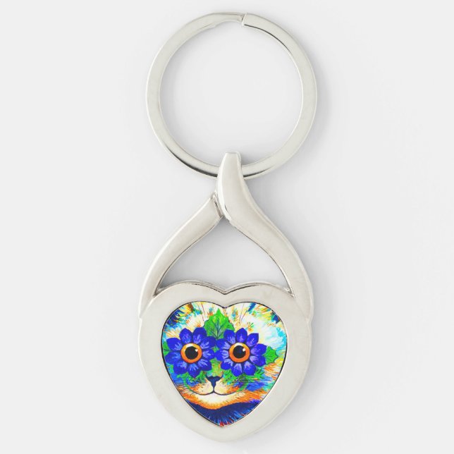 Cat Flower Eyes Key Ring (Front)