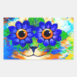 Cat Flower Eyes Rectangular Sticker