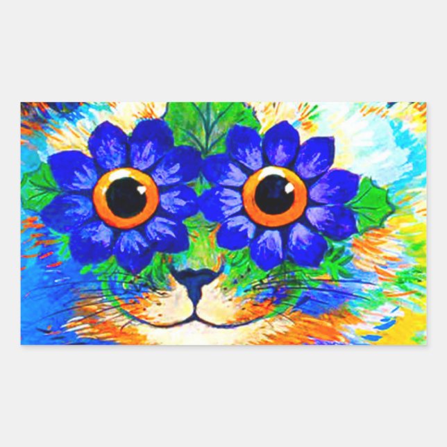 Cat Flower Eyes Rectangular Sticker (Front)