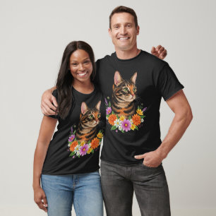 Cat Flower Floral Cute Kitten Graphic Men Women T-Shirt