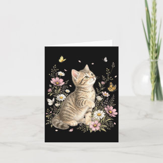 Cat Flower Floral Cute Kitten Vintage Flowers Cat Card
