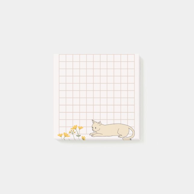 Cat Flower Grid Post-it Notes (Front)