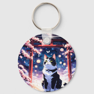 cat&flower is the most of beautiful thing in world key ring