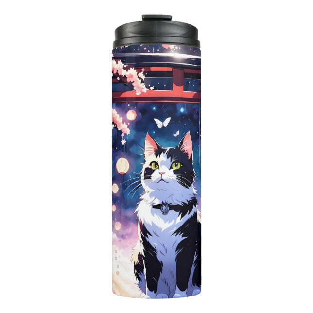 cat&flower is the most of beautiful thing in world thermal tumbler (Front)