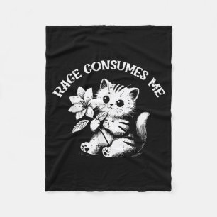 Cat Flower Rage Consumes Funny Saying Kitten Women Fleece Blanket