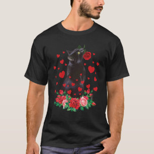Cat Flower Valentines Day Cute Kitten Kitty Love P T-Shirt