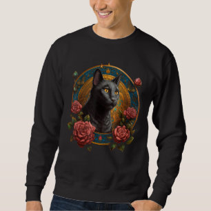 Cat Flowers Artwork  Cat Motif Animal Cat Sweatshirt