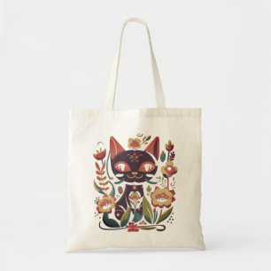 cat, flowers, beautiful flowers tote bag