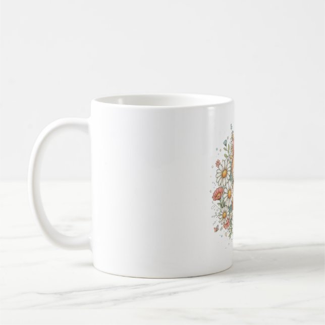 Cat Flowers Coffee Mug (Left)