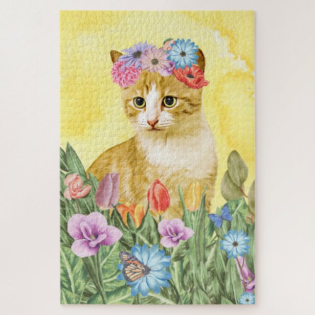 Cat Flowers Jigsaw Puzzle (Vertical)