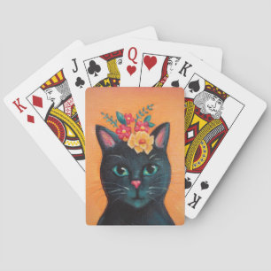 Cat & Flowers Playing Cards
