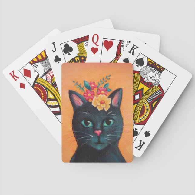 Cat & Flowers Playing Cards (Back)