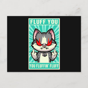 Cat Fluff You Middle Finger Kitten Kitty Pet Gift Postcard